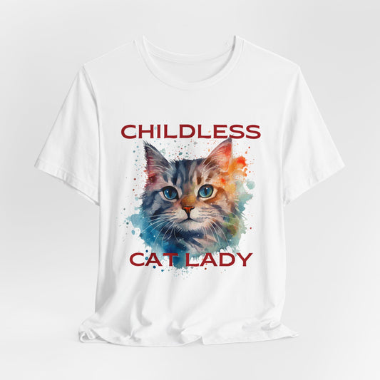 CHILDLESS CAT LADY Unisex Graphic Short Sleeve Tee Political Humor