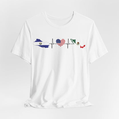 Heritage Heartbeat Tee: USA, El Salvador & Mexico