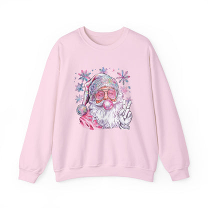 Retro Santa Pink Christmas Blowing Bubbles Sweatshirt