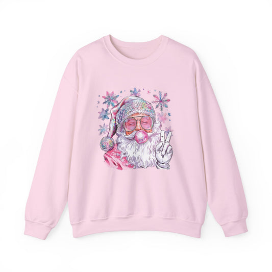 Retro Santa Pink Christmas Blowing Bubbles Sweatshirt