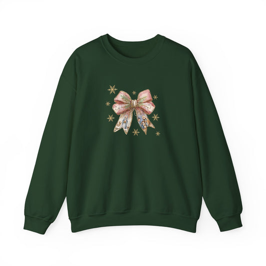 Religious Nativity Scene Pink Bow Sweatshirt