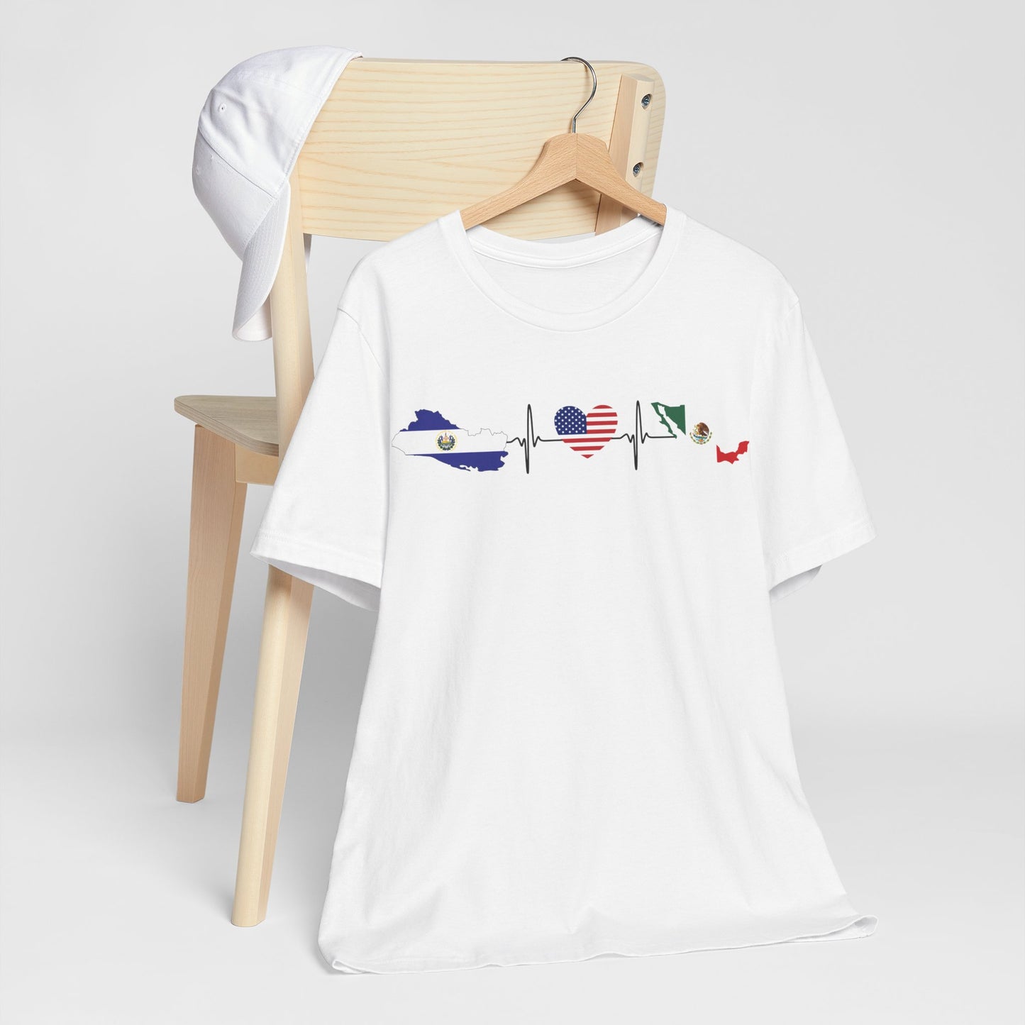 Heritage Heartbeat Tee: USA, El Salvador & Mexico