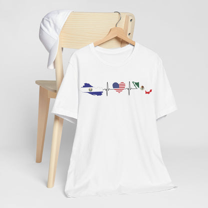 Heritage Heartbeat Tee: USA, El Salvador & Mexico