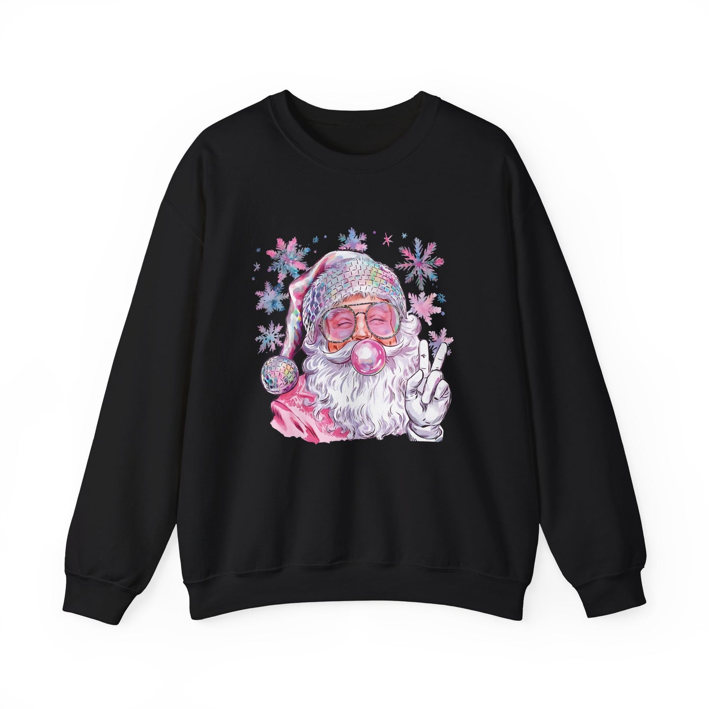 Retro Santa Pink Christmas Blowing Bubbles Sweatshirt