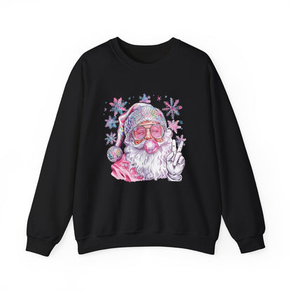 Retro Santa Pink Christmas Blowing Bubbles Sweatshirt