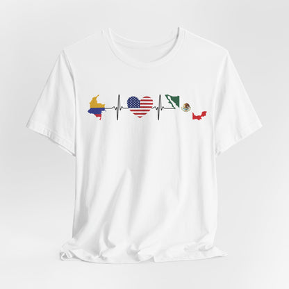 Heritage Heartbeat Tee: Colombia, Mexico & USA