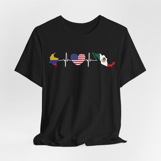 Heritage Heartbeat Tee: Colombia, Mexico & USA