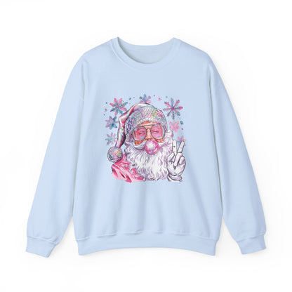 Retro Santa Pink Christmas Blowing Bubbles Sweatshirt