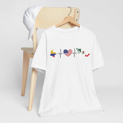 Heritage Heartbeat Tee: Colombia, Mexico & USA