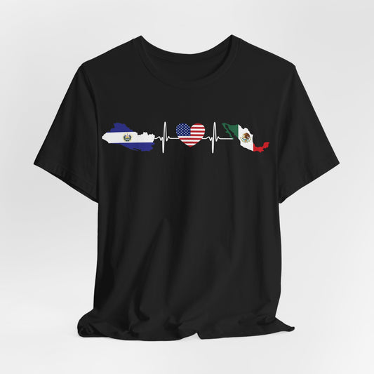 Heritage Heartbeat Tee: USA, El Salvador & Mexico