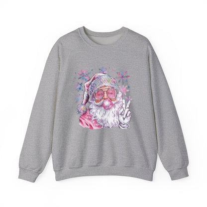 Retro Santa Pink Christmas Blowing Bubbles Sweatshirt