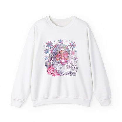 Retro Santa Pink Christmas Blowing Bubbles Sweatshirt